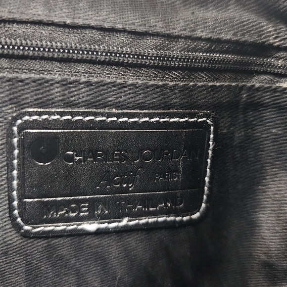 CHARLES JOURDAN Vintage Coated Canvas Black Leather Drawstring Bucket Bag - Picture 15 of 15